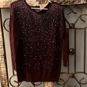Burgundy, Gold Sparkle Cardigan. Women’s M. Worthington